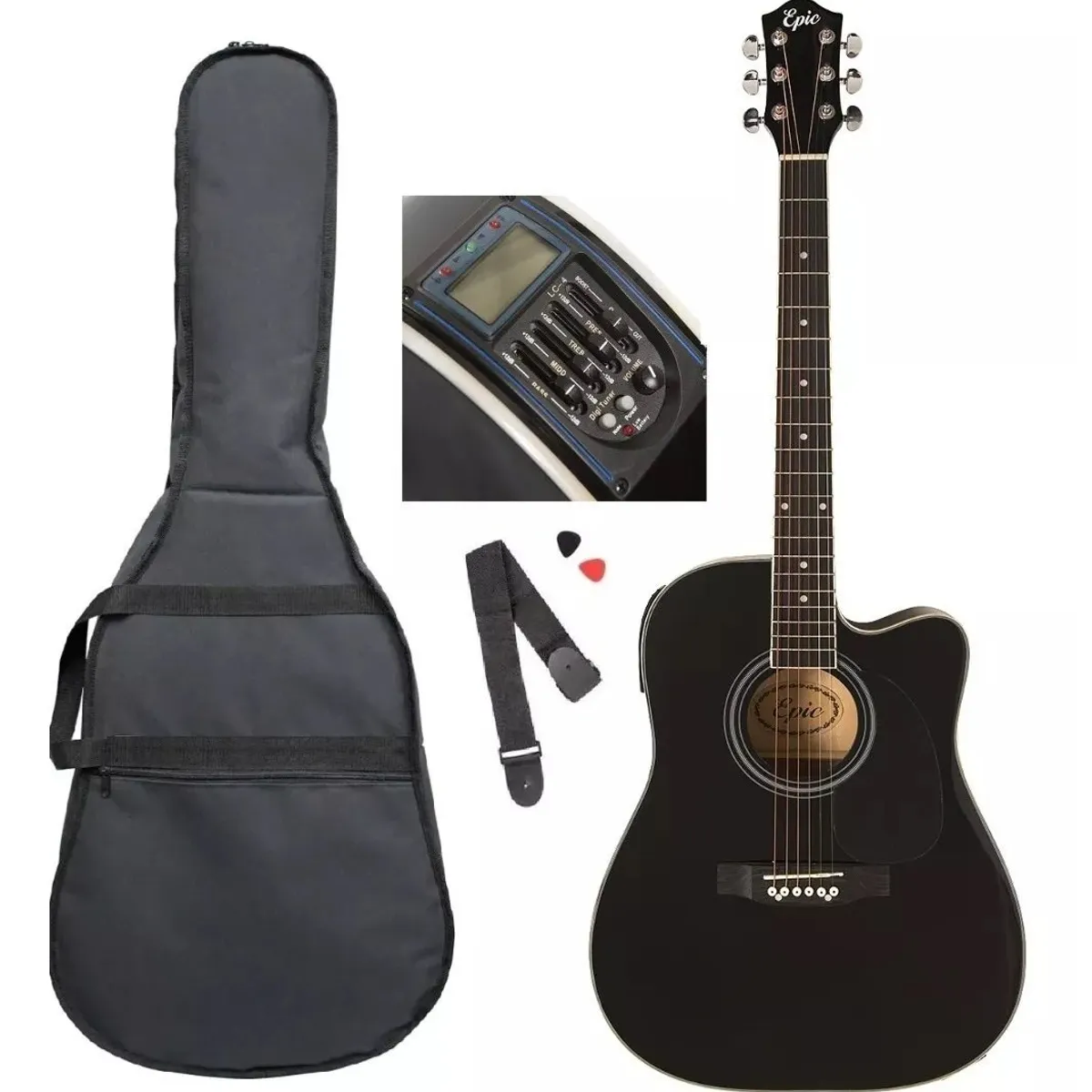 GENERICO - Guitarra Electroacustica Cutaway Epic Ea41 Abeto 21 Trastes Black
