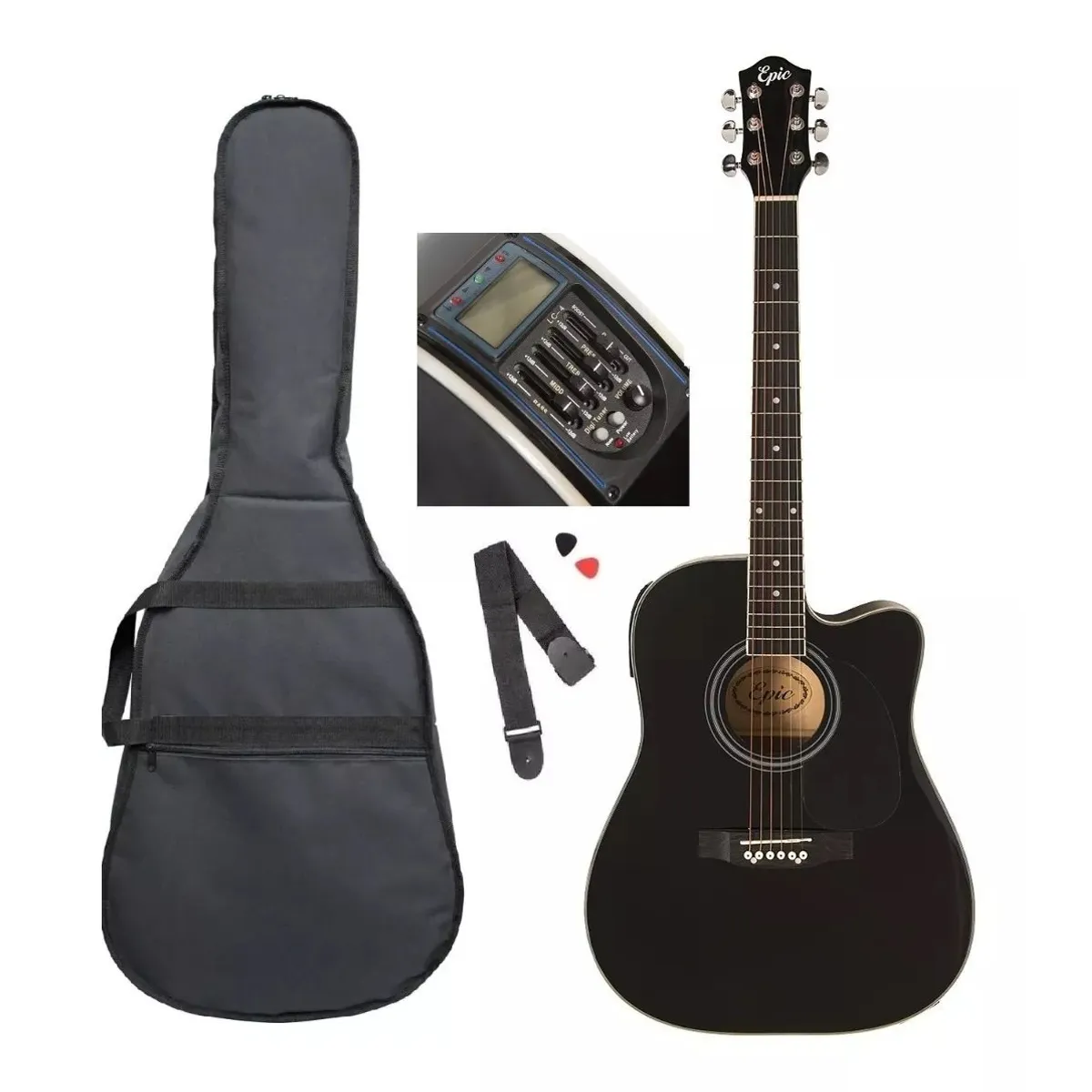 GENERICO - Guitarra Electroacustica Cutaway Epic Ea41 Abeto 21 Trastes Black