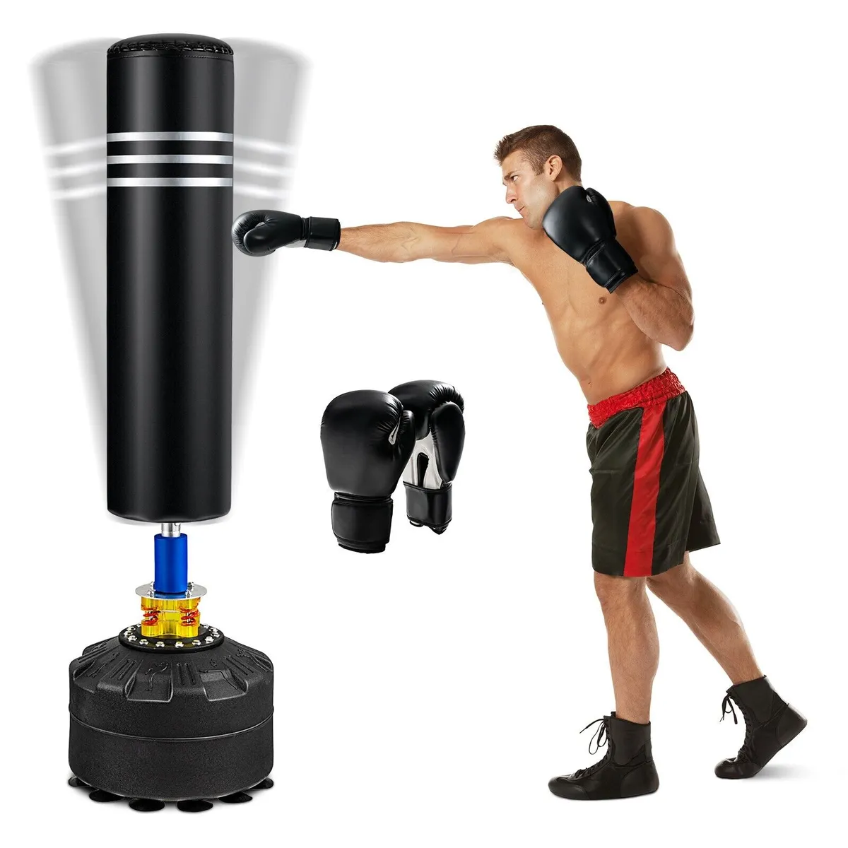 PWRFITNESS - Saco de Boxeo de Pie con Base Estable y Sistema de Resorte 360°