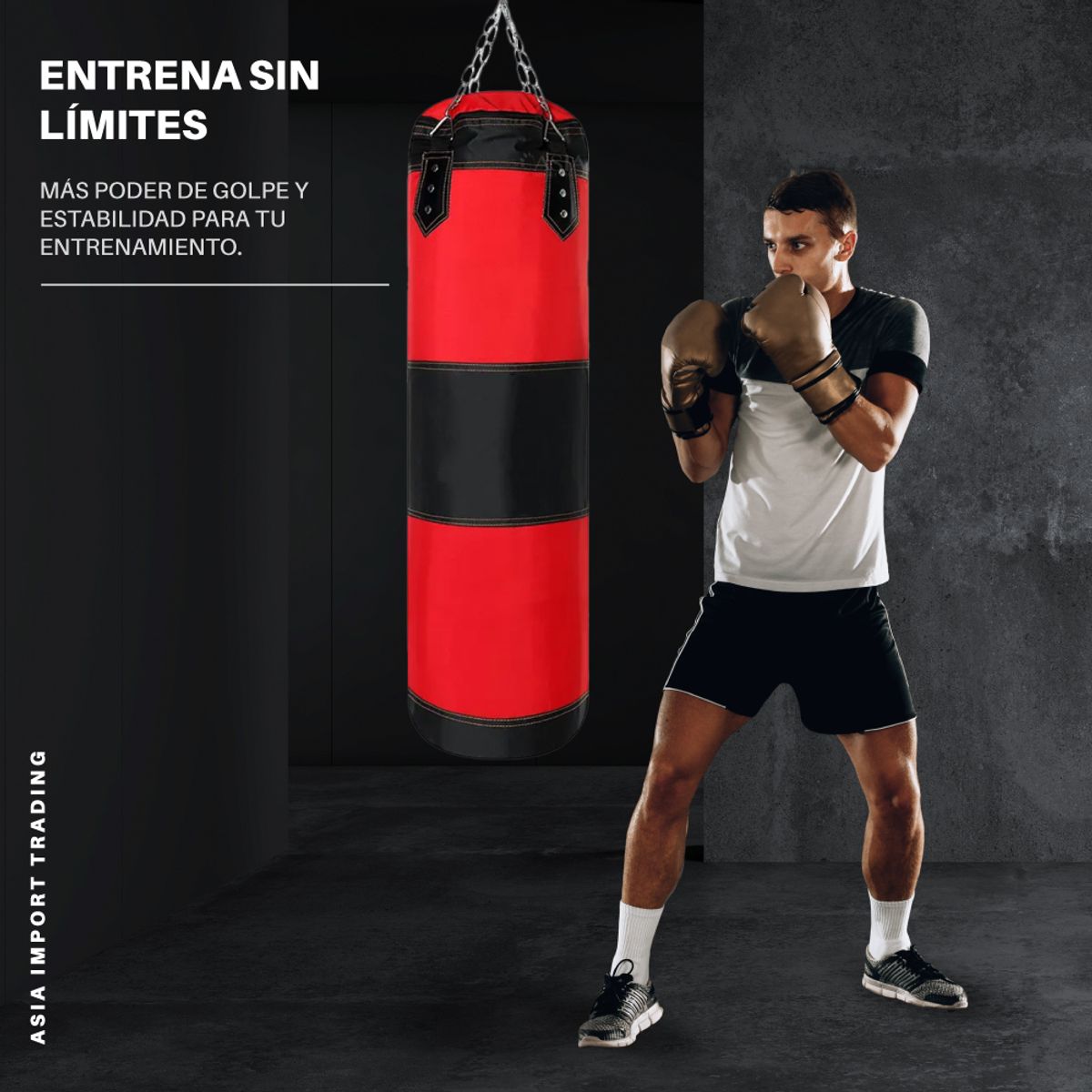 PWRFITNESS - Saco de Box colgante Rojo 120 cm