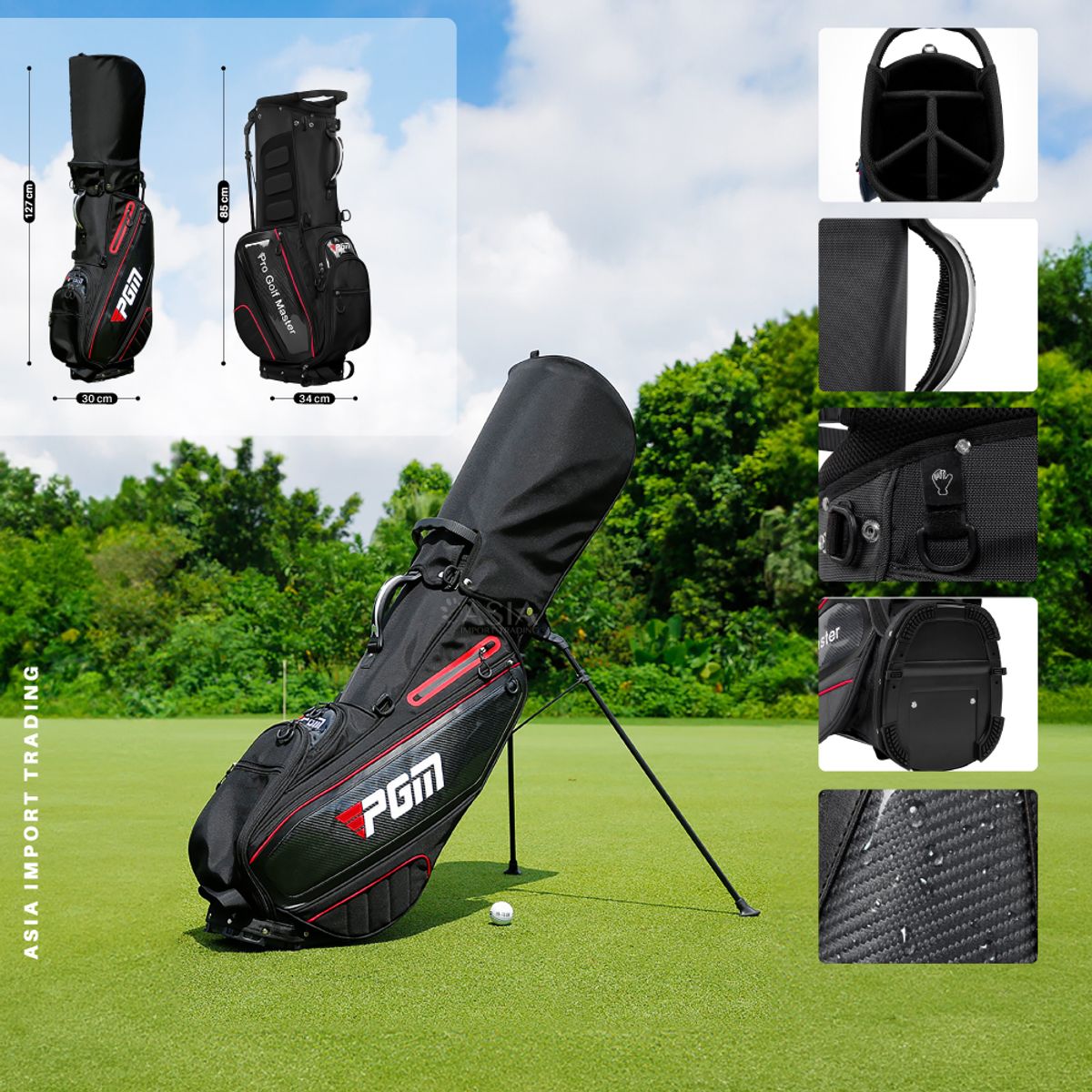 PWRFITNESS - Bolso de Golf PGM Premium con Trípode y Correa Doble