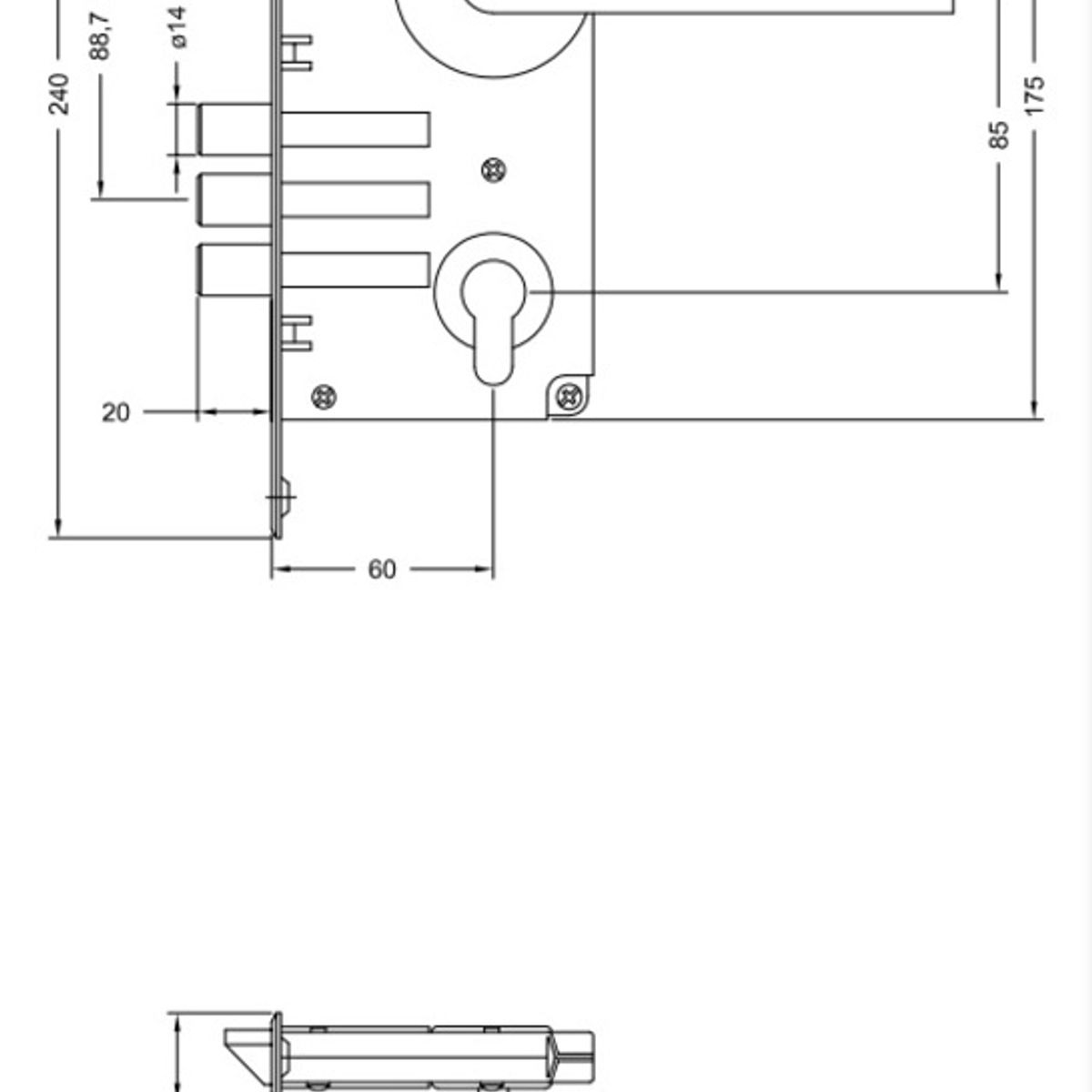YALE - Cerradura Embutida YALE Firenze B60 Acceso 1/2 izquierda