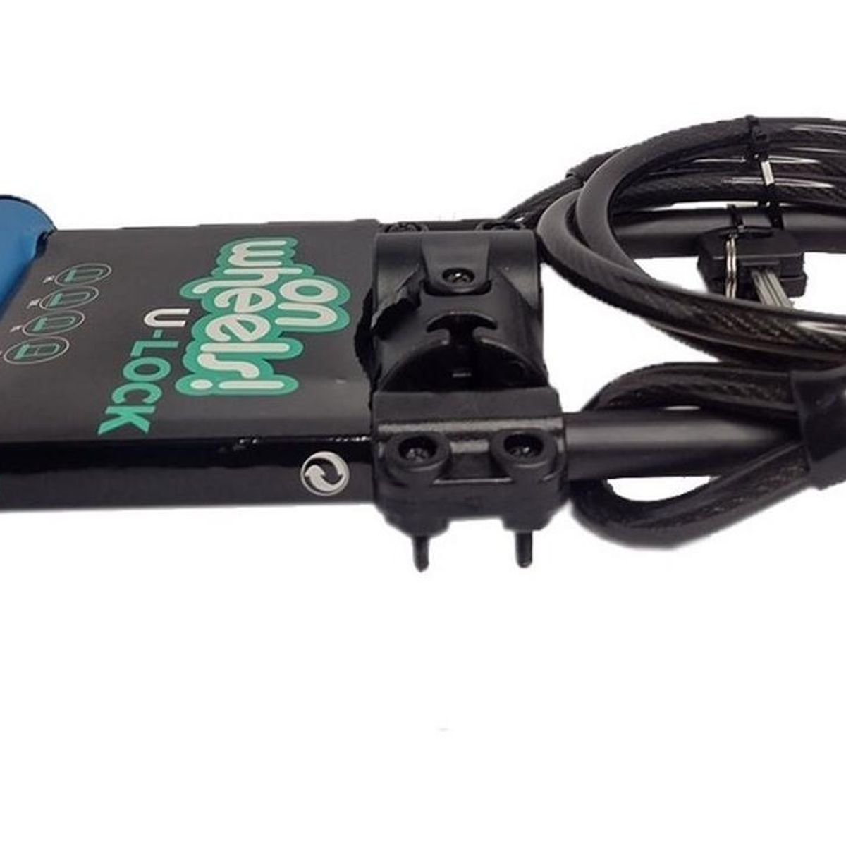 ON WHEELS - Candado Largo Bicicleta U-lock Onwheels 32cm Con Piola - Azul