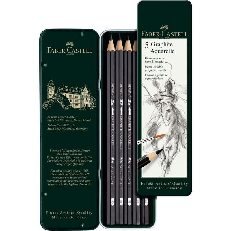 FABER-CASTELL - Lápiz Grafito Graphite Aquarelle Faber-Castell x5 uds.