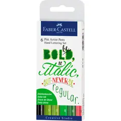FABER-CASTELL - Marcador Lettering Tonos Verdes x6 uds.