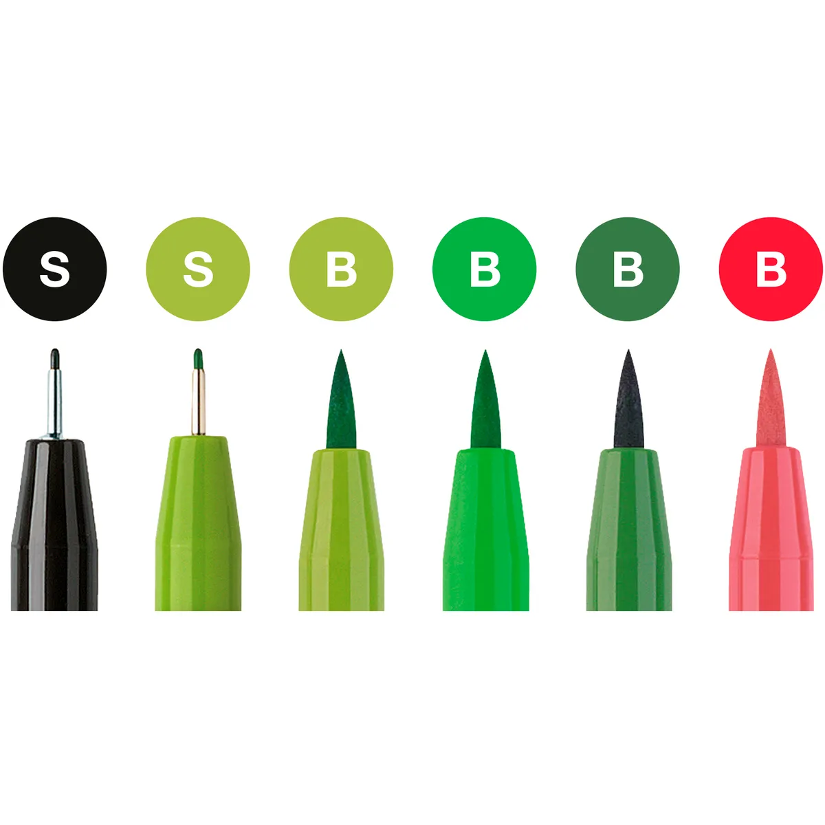 FABER-CASTELL - Marcador Lettering Tonos Verdes Faber-Castell x6 uds.