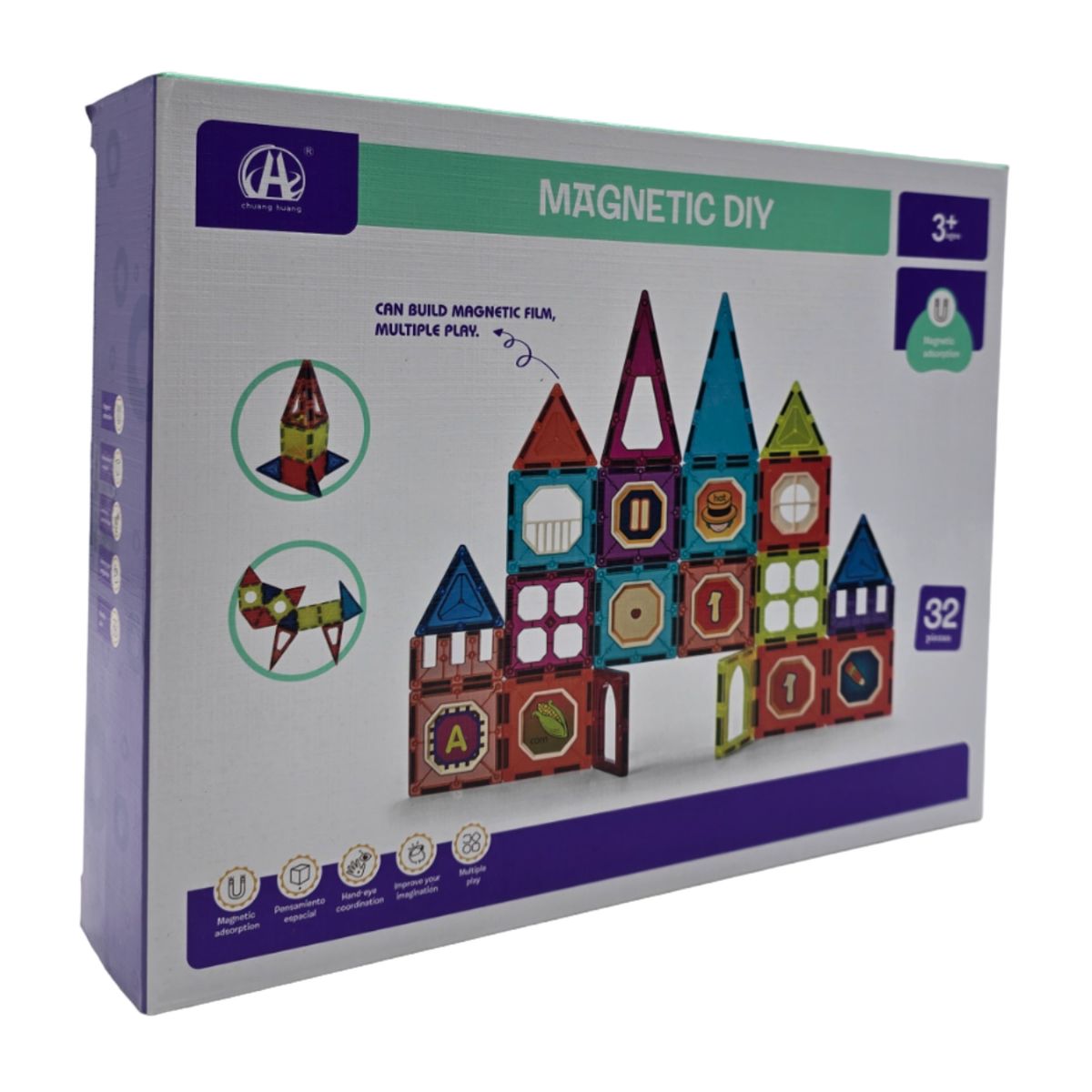 GENERICO - Set De Construccion Magnetico Piezas Magneticas 32 Piezas