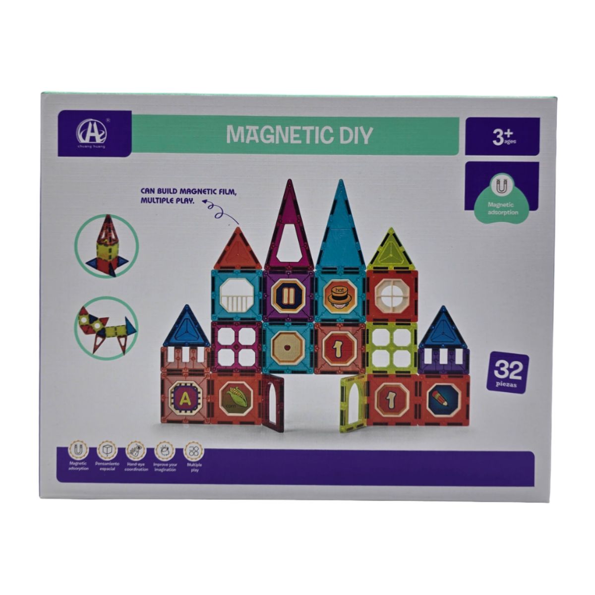 GENERICO - Set De Construccion Magnetico Piezas Magneticas 32 Piezas