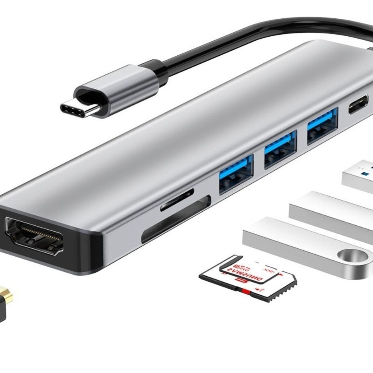 U BUY - Adaptador 7 En 1 Entrada C Usb Hdmi Para Mac Windows Pc