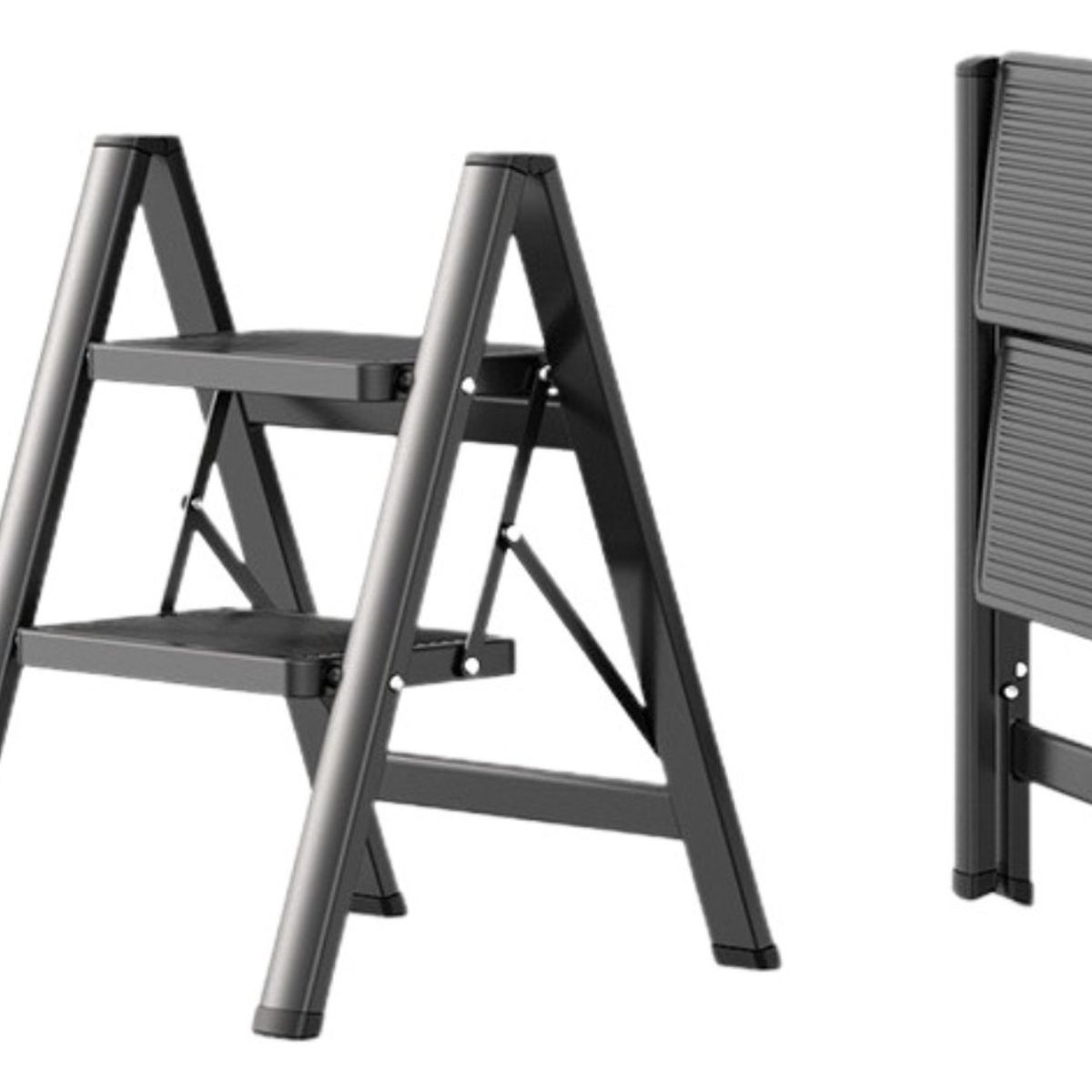 U BUY - Escalera Plegable Ligera Acero 2 Escalones Capacidad 150kg