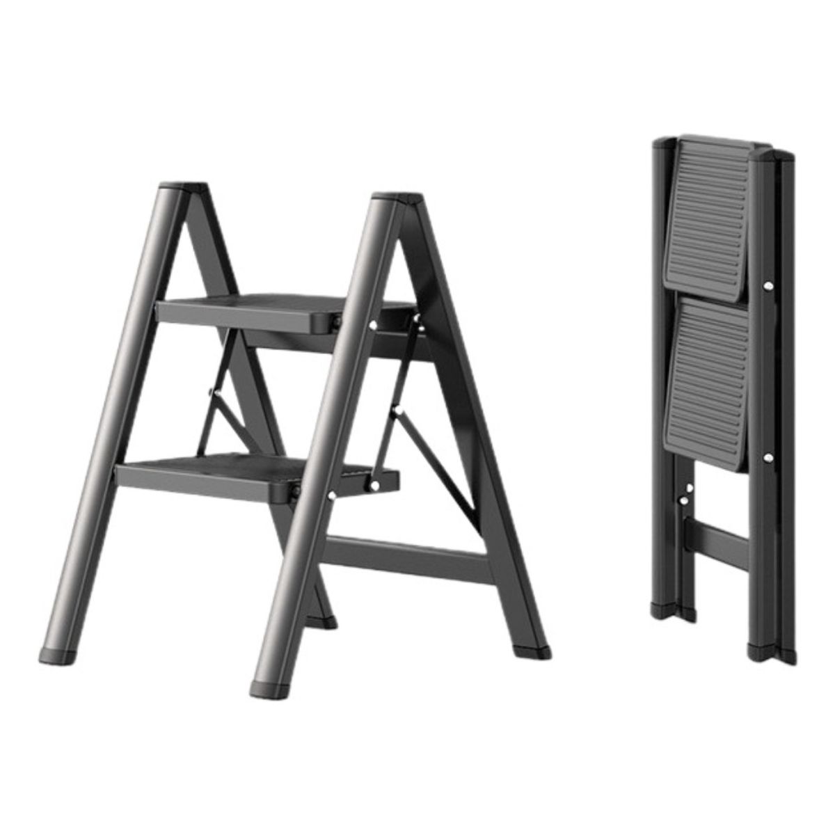 U BUY - Escalera Plegable Ligera Acero 2 Escalones Capacidad 150kg