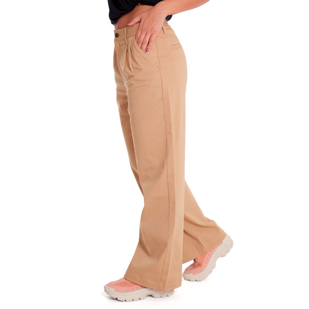 CAT - Pantalón Mujer Wide Leg Stretch Chino Beige/Crudo CAT