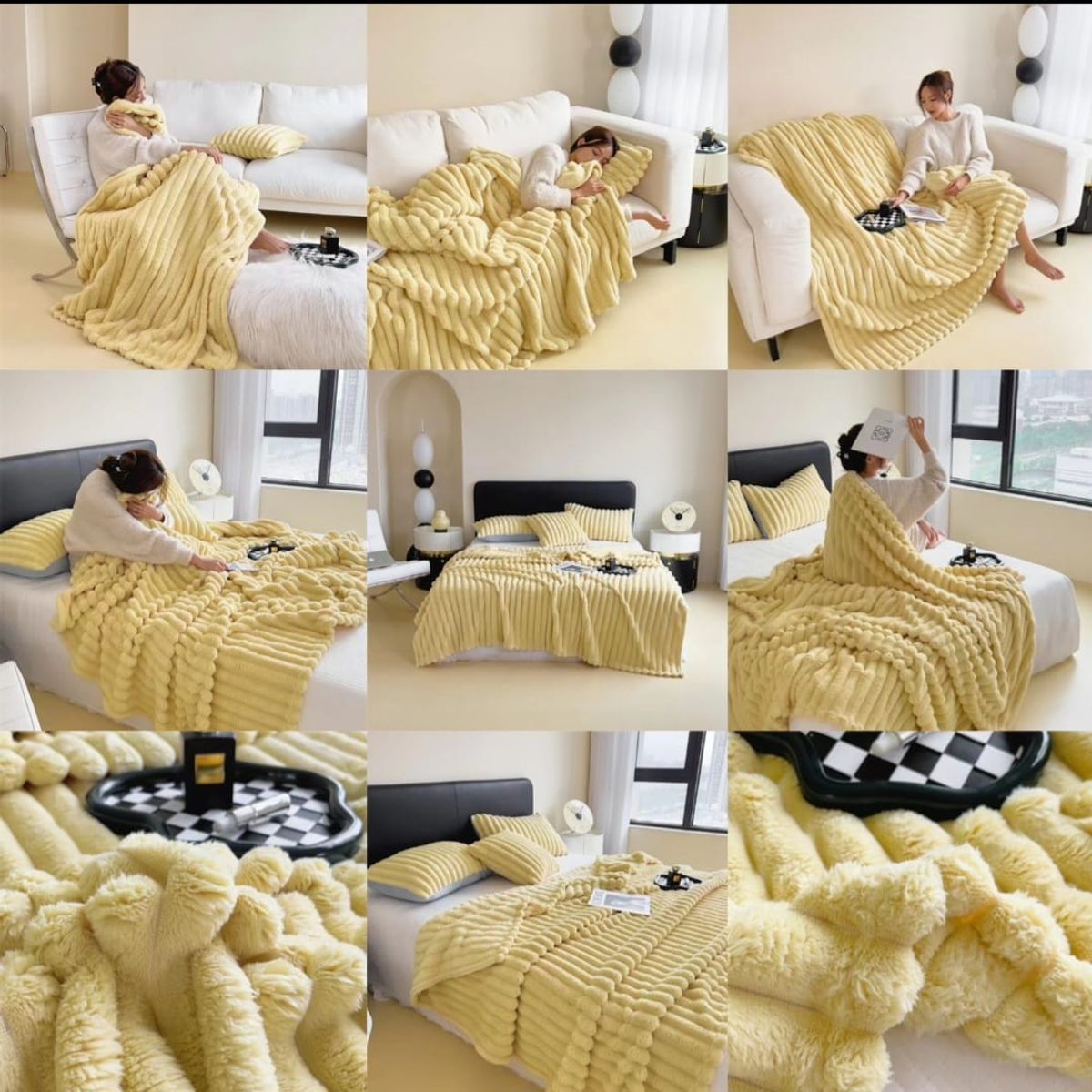 GENERICO - Frazada Polar Sherpa - Manta termica extra suave 2 plazas Amarilllo