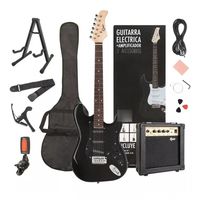 Guitarra Electrica Epic 39 Pack Strato Amplificador + Accesorios All Black