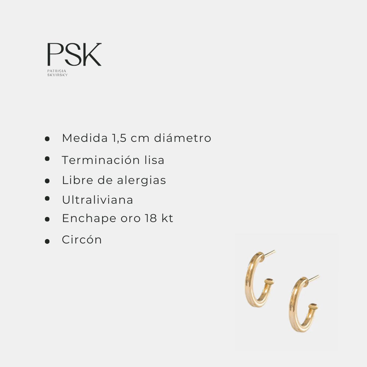 PSK JOYAS - Argolla Mujer Enchape Oro 18kt Liso Psk Joyas Veneto 1,7 Cm