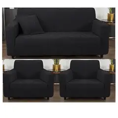 GENERICO - FUNDA CUBRE SILLON 3+1+1 ELASTICADO DISEÑO DE HOJA COLOR NEGRO TF