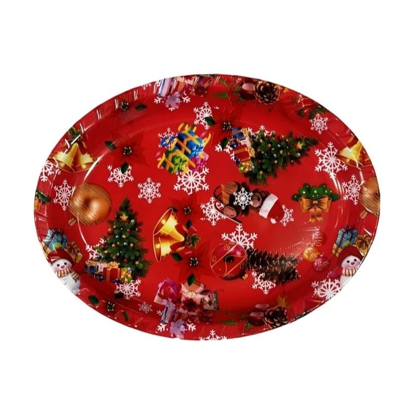 OEM - SET X 3 BANDEJA OVALADA NAVIDAD 39cmx30X4cm (DISEÑOS VARIOS)