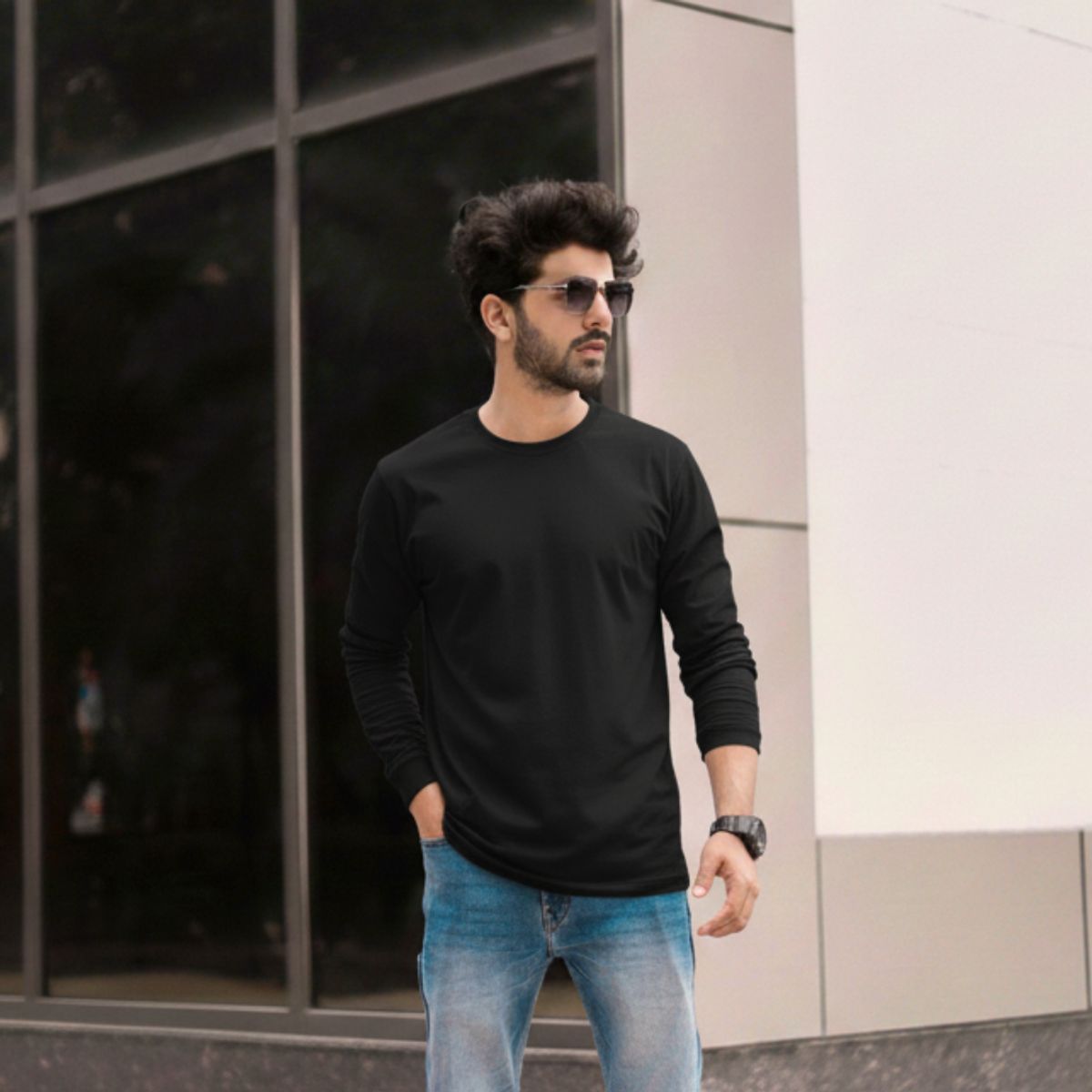 T WORLD - Polera Algodón Manga Larga Cuello Redondo UV Antipilling