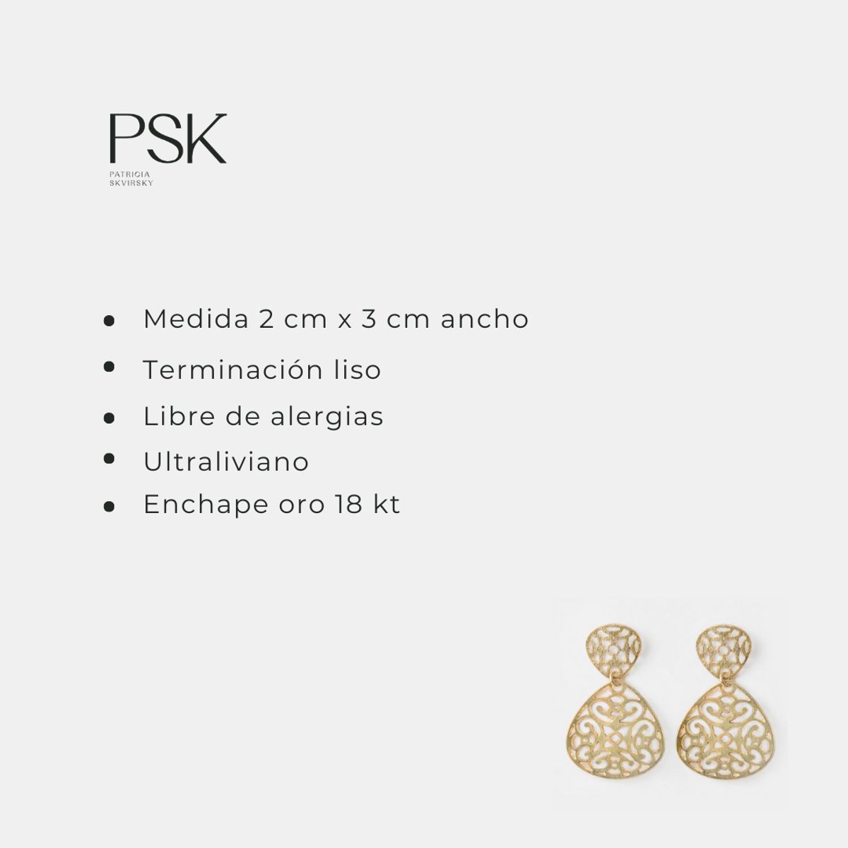 PSK JOYAS - Aro Mujer Liso Enchape Oro 18 Kt Pskjoyas Ovalado  Pili