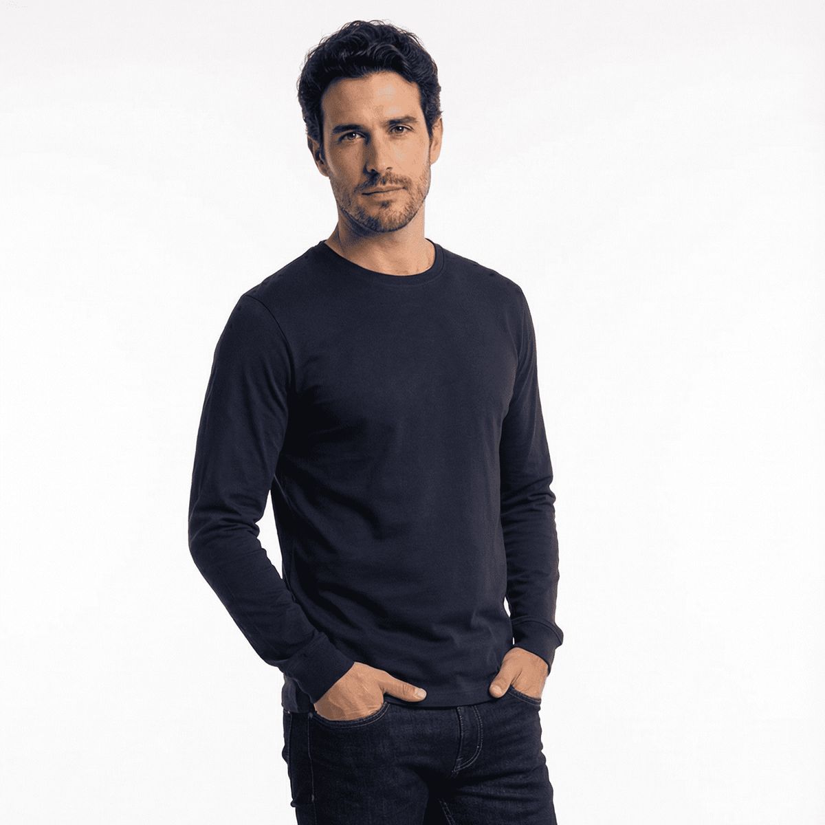 T WORLD - Polera Algodón Manga Larga Cuello Redondo UV Antipilling