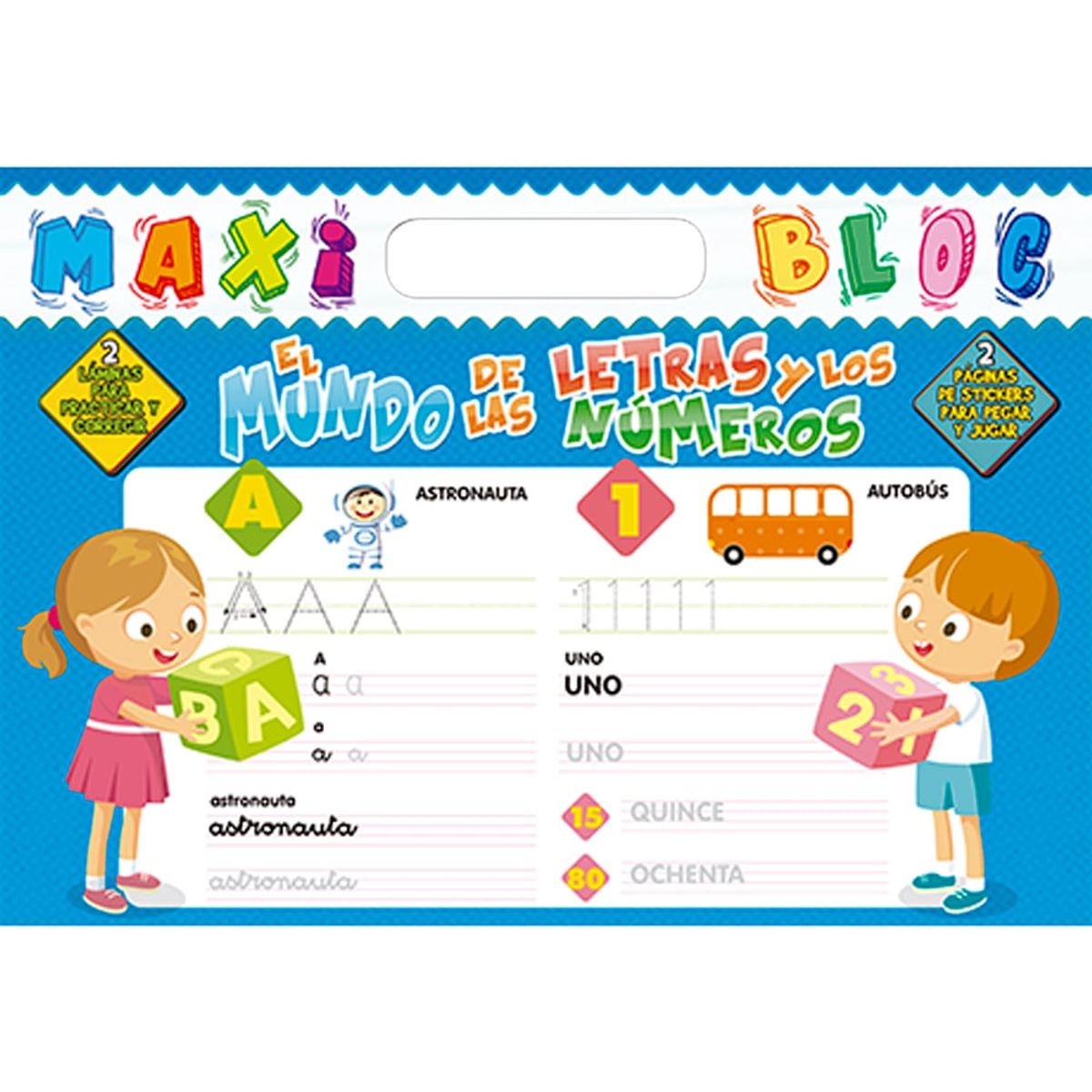 LATINBOOKS - Libro MAXI BLOCK EL MUNDO DE LAS LETRAS Y LOS NÚMEROS