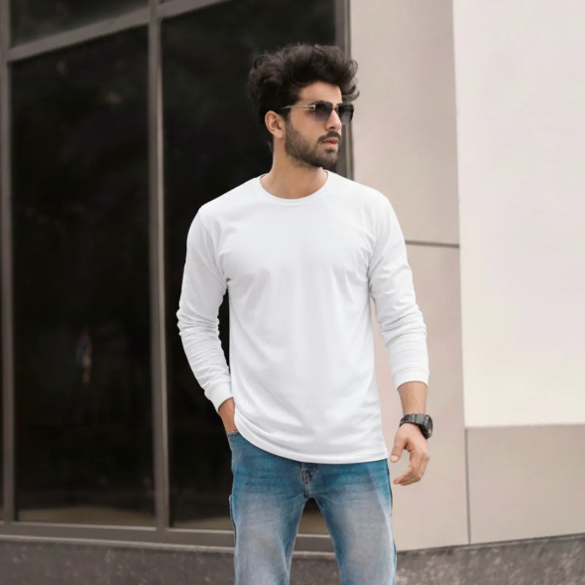 T WORLD - Polera Algodón Manga Larga Cuello Redondo UV Antipilling