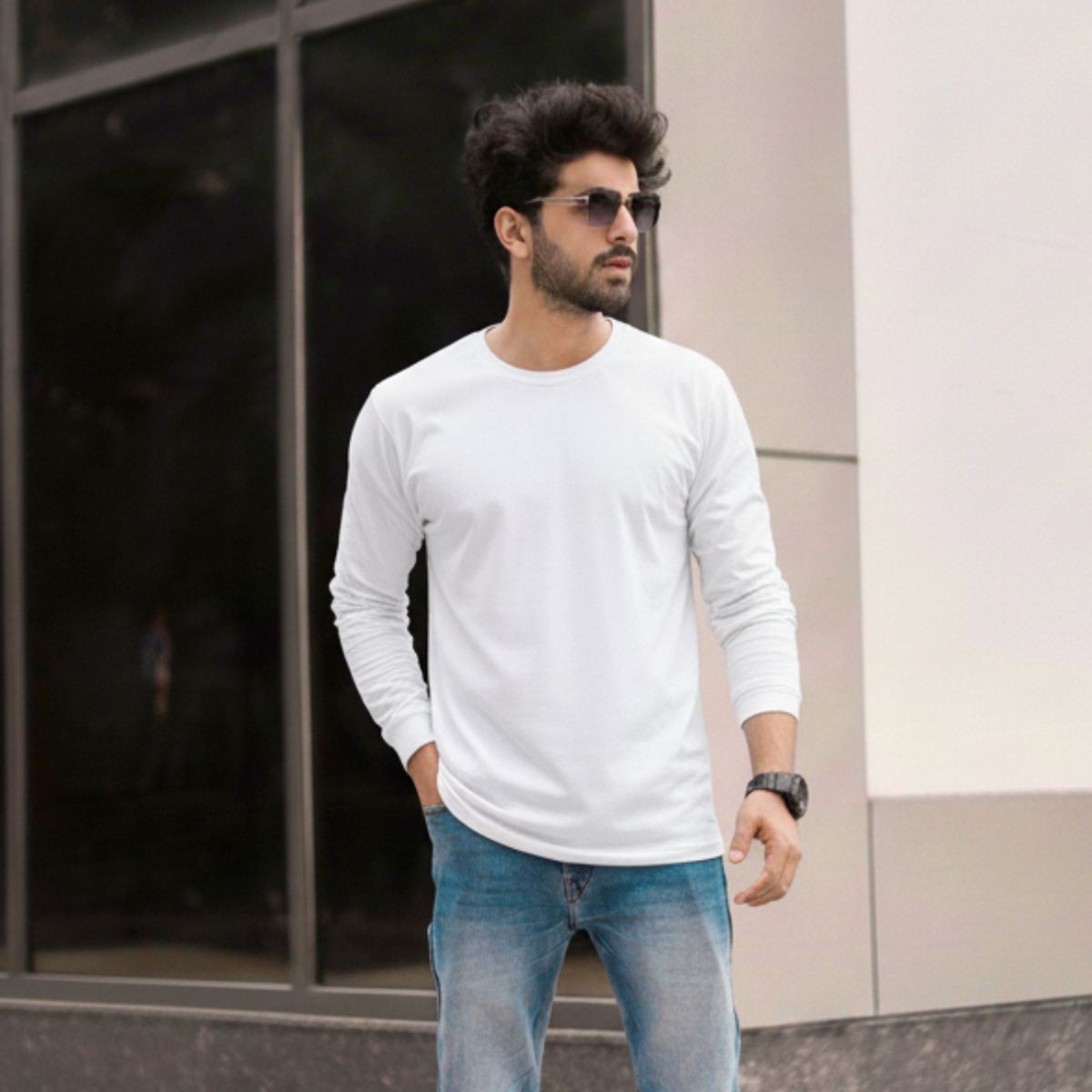 T WORLD - Polera Algodón Manga Larga Cuello Redondo UV Antipilling