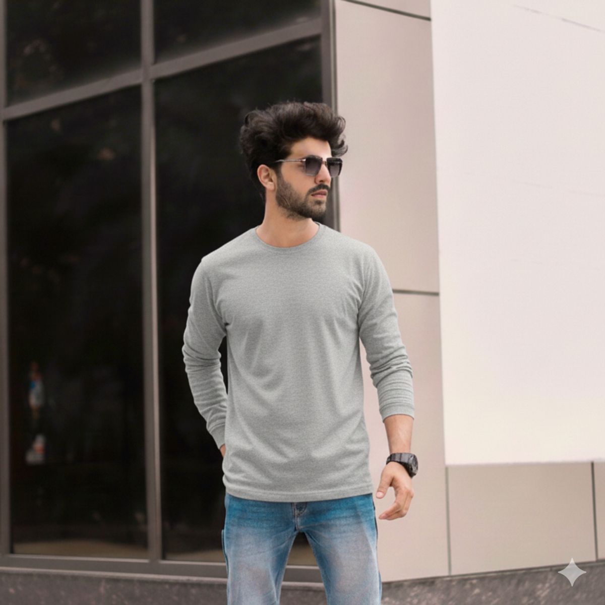 T WORLD - Polera Algodón Manga Larga Cuello Redondo UV Antipilling