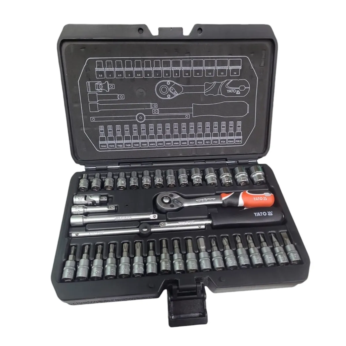 YATO - Juego de dados 1/4 maletín de 38 piezas YATO