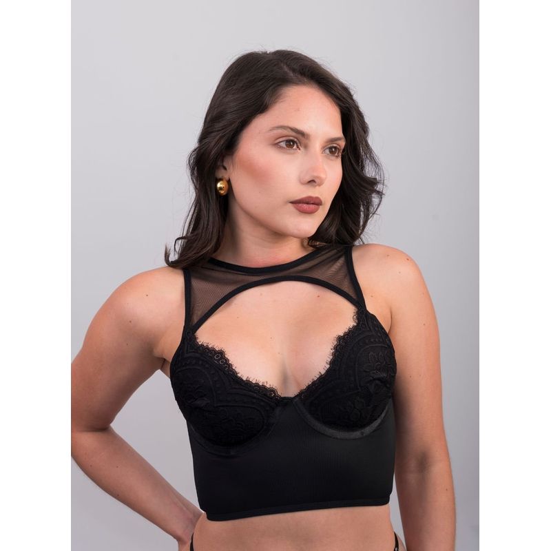 TUPPE - CONJUNTO DE ENCAJE Y MALLA BUSTIER MÁLAGA- TUPPÉ
