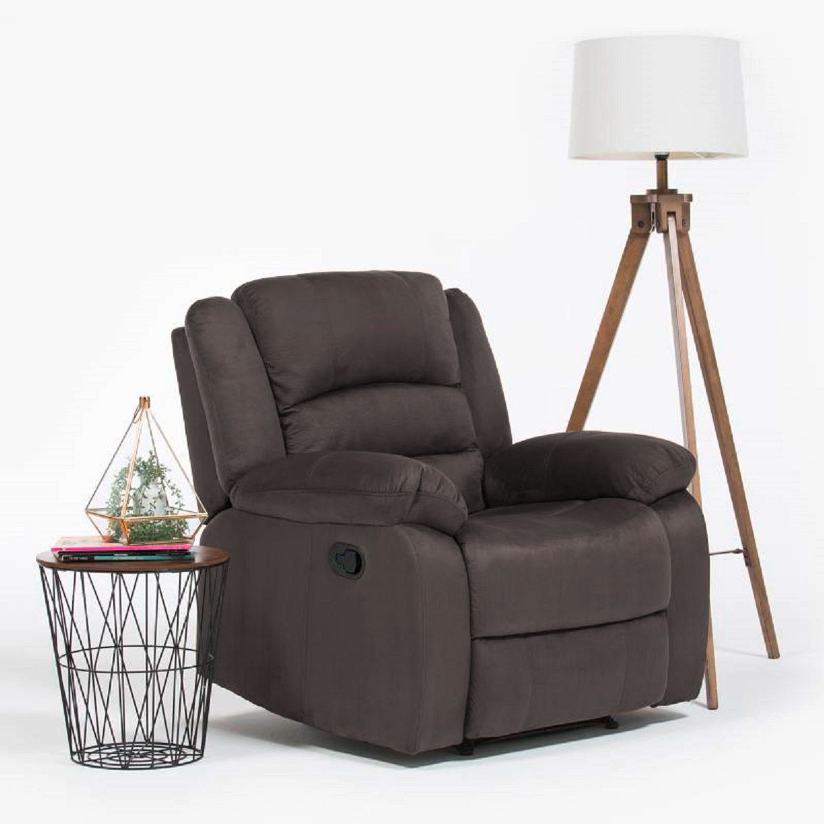 DANIELS - Berger Reclinable Moderno Martell Terciopelo Gris 98060RGR