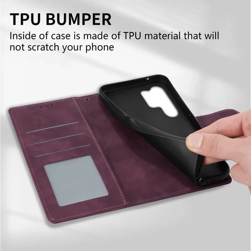 GENERICO - Carcasa Flip Cover compatible con Samsung Galaxy S23 Ultra Burdeo