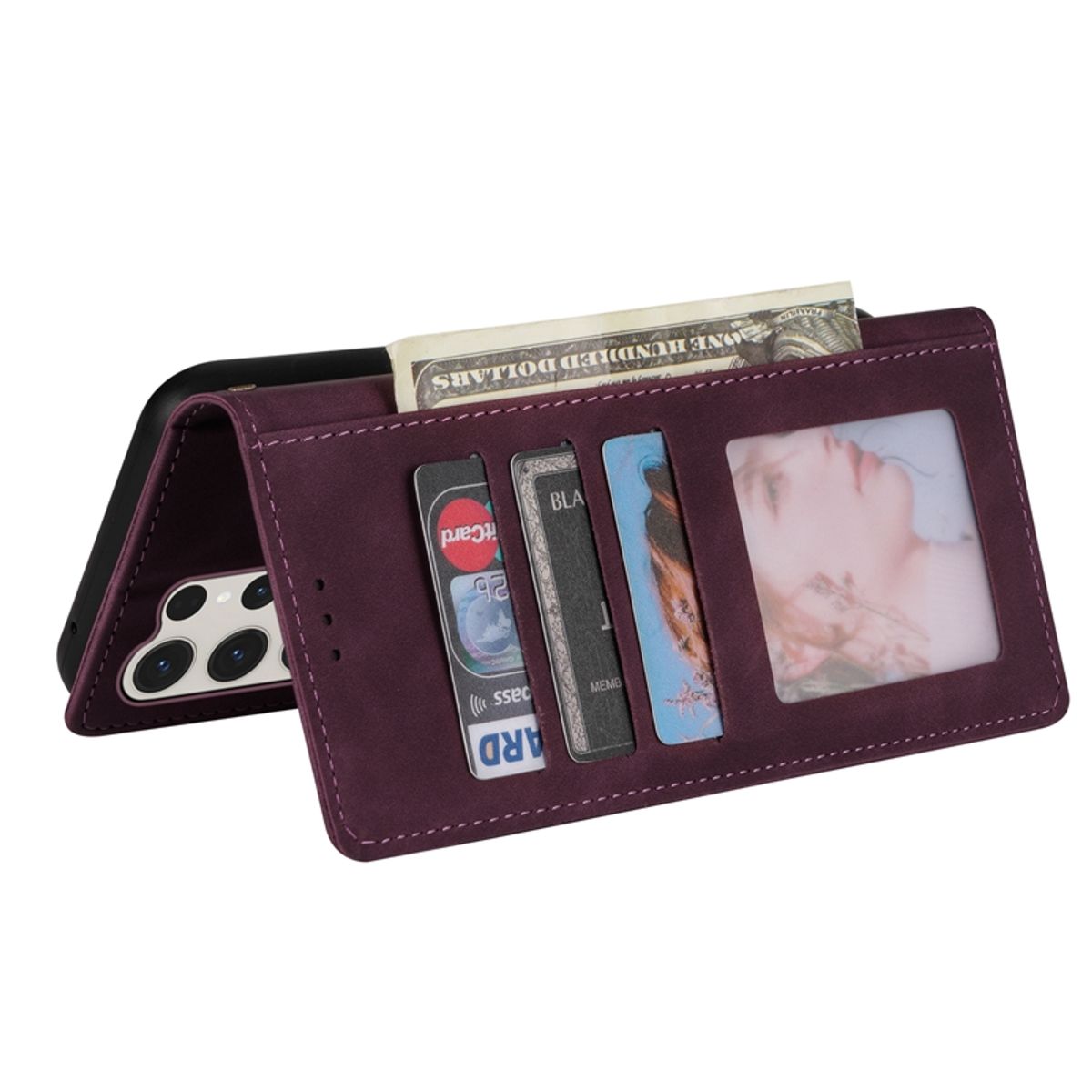 GENERICO - Carcasa Flip Cover compatible con Samsung Galaxy S23 Ultra Burdeo