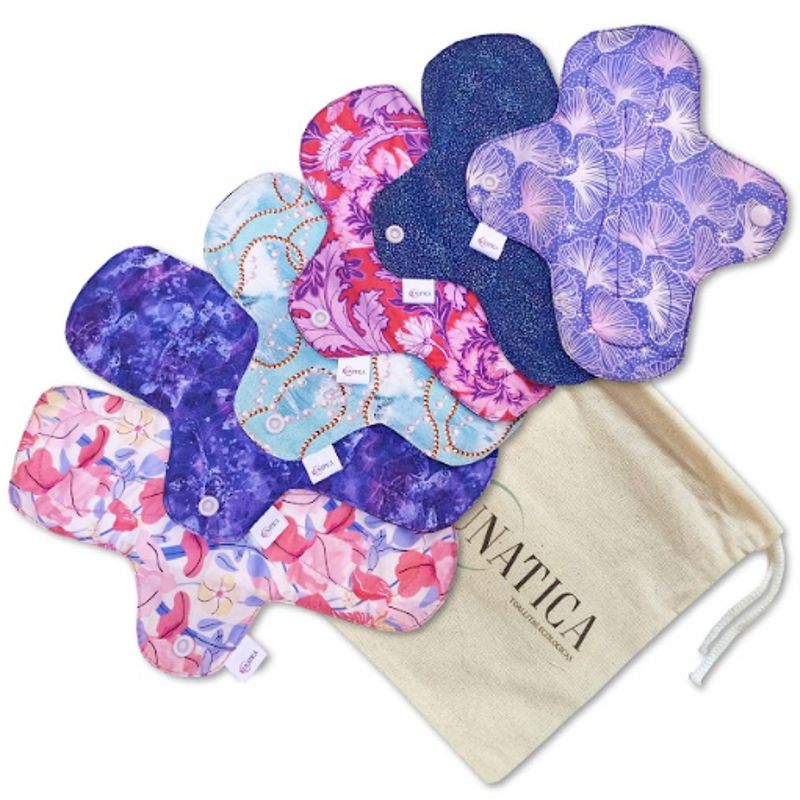 LUNATICA - Toallitas Higiénicas Menstruales Ecológicas Reutilizable Pack 6 un.