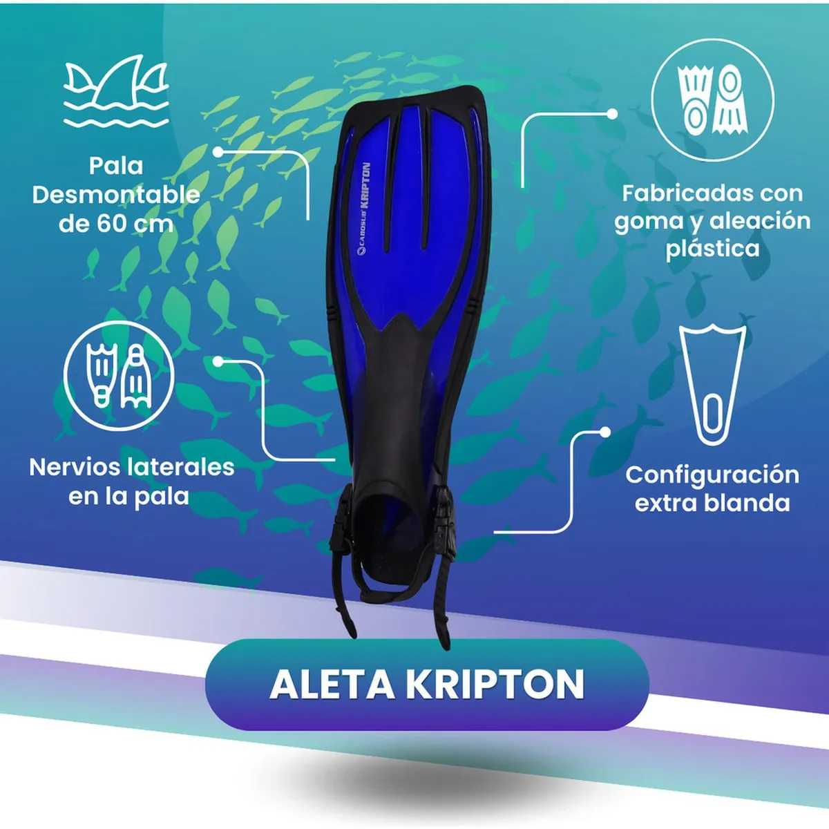 CABOSUB - Aletas de Buceo Kripton Potencia y Confort - Azul