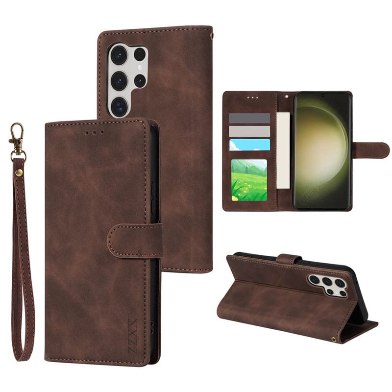 GENERICO - Carcasa Flip Cover compatible con Samsung Galaxy S24 Ultra Café