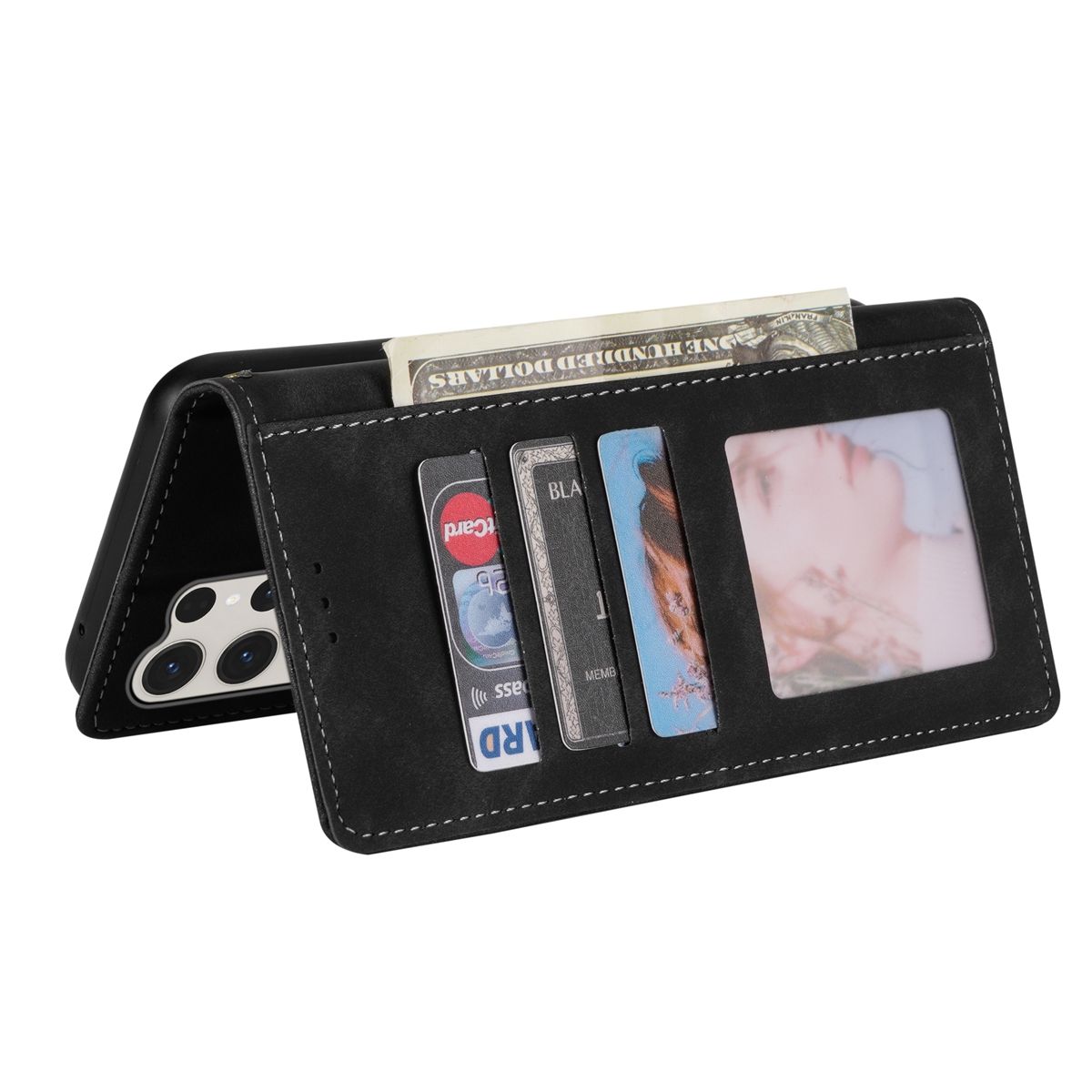 GENERICO - Carcasa Flip Cover compatible con Samsung Galaxy A15 Negro