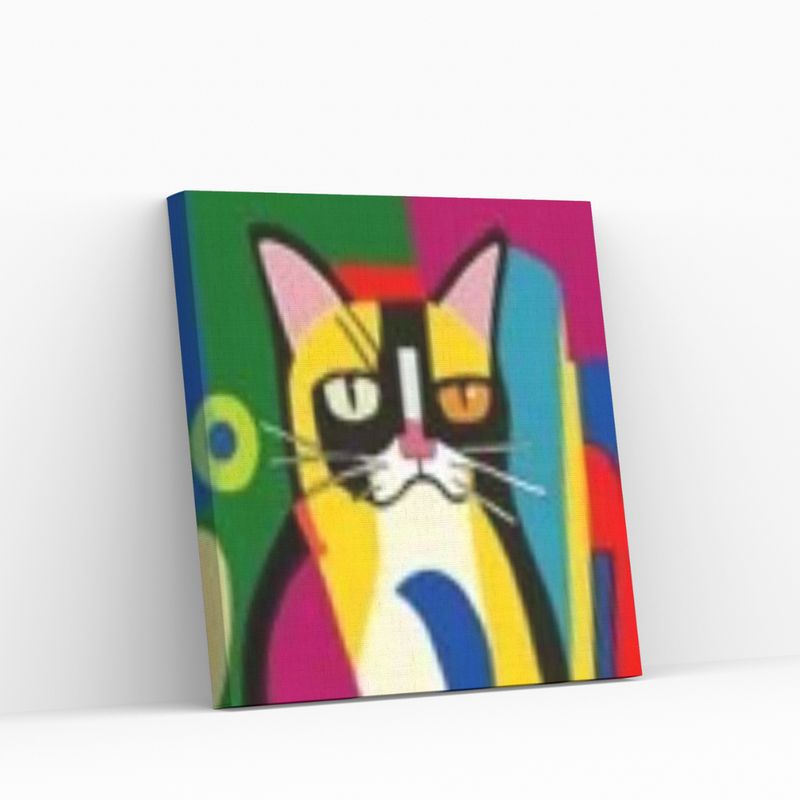 GENERICO - Diamond Painting en bastidor 30x30cm Gato Cubista