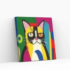 GENERICO - Diamond Painting en bastidor 30x30cm Gato Cubista