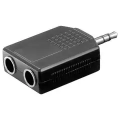 GEN - Adaptador Plug 35mm Macho A 2 Jack 63mm Hembra Audio 65mm - Negro