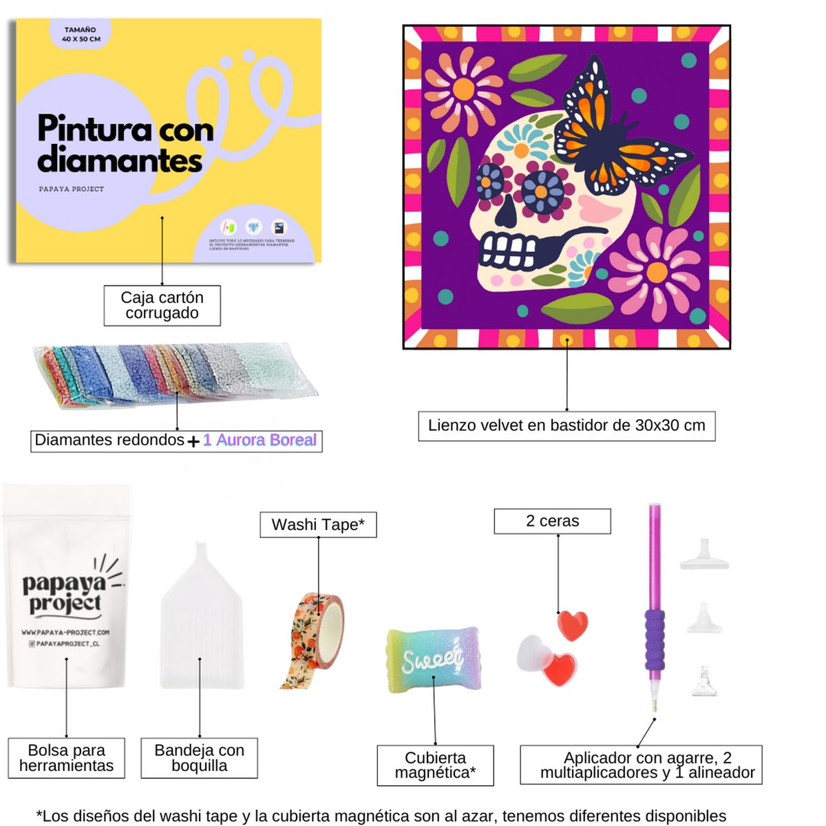 GENERICO - Diamond Painting en bastidor 30x30 Calavera Morado