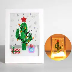 GENERICO - Pintura con Diamantes en marco con Led para niños Cactus