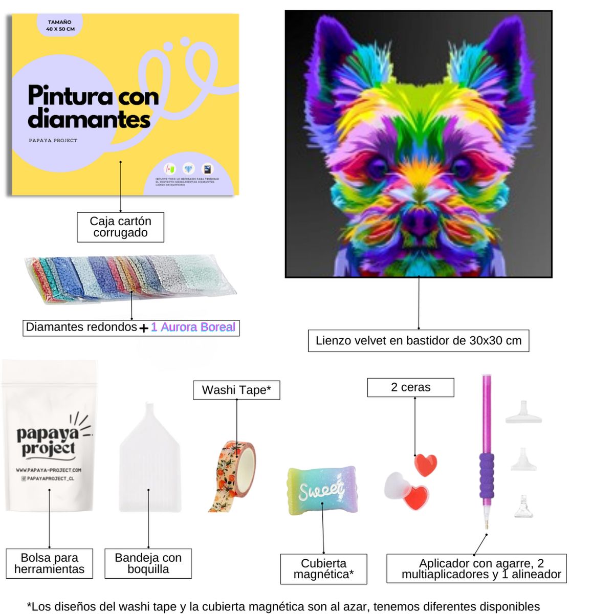 GENERICO - Diamond Painting en bastidor 30x30cm Yorkie Pop