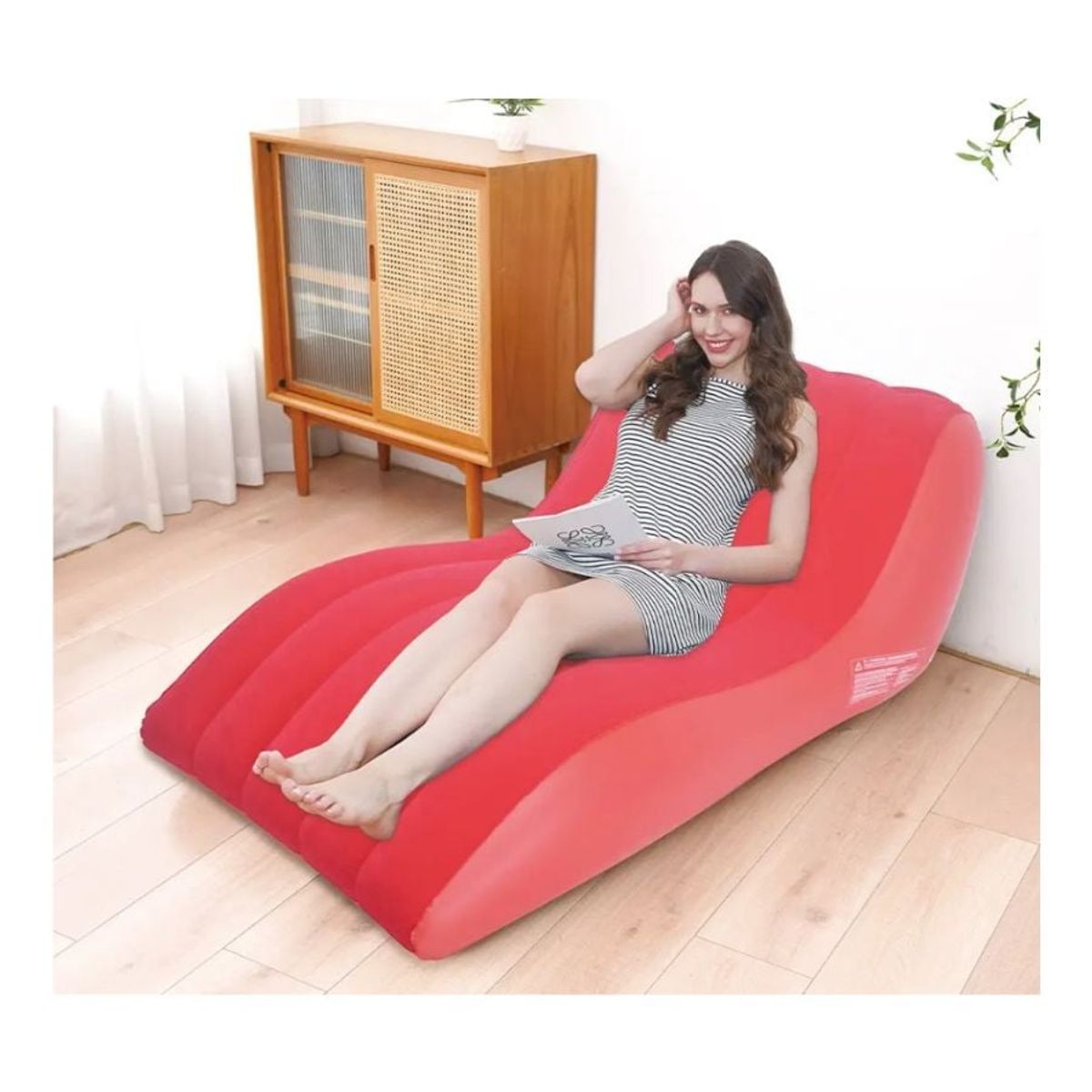 GENERICO - Sofa Sillon Silla Puff Inflable Cama Lounge Plegable Rojo