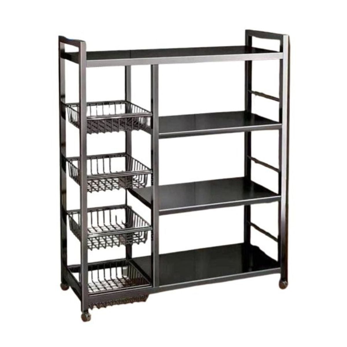 GENERICO - Estante 4 niveles con cesta ruedas 360° estantes ajustables