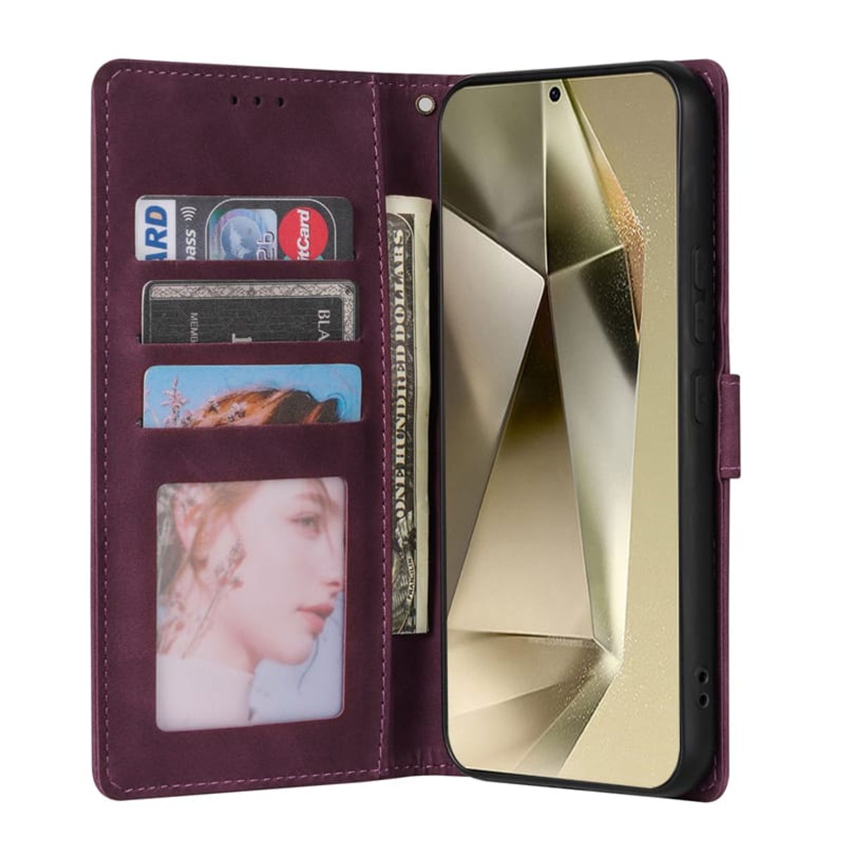 GENERICO - Carcasa Flip Cover compatible con Xiaomi Poco C65 Burdeo