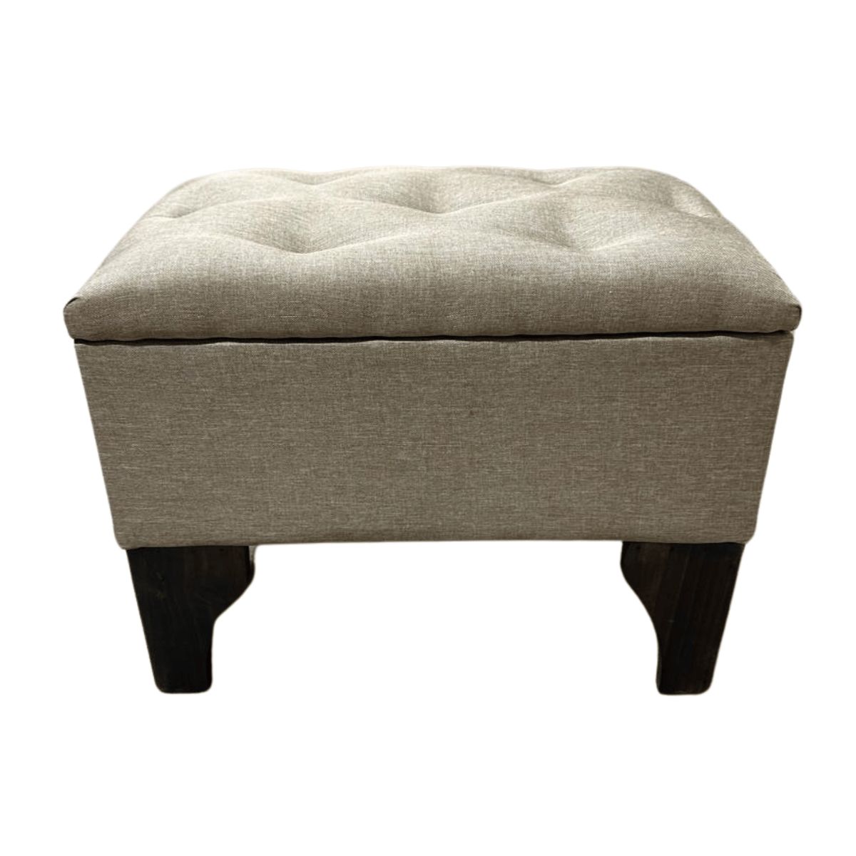 GENERICO - Banqueta Baúl Botón Beige Lino Muebles Rimar 60x40x45x20