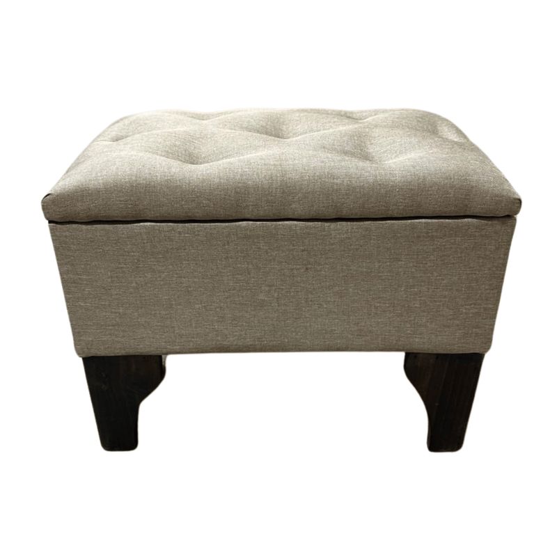 GENERICO - Banqueta Baúl Botón Beige Lino Muebles Rimar 60x40x45x20