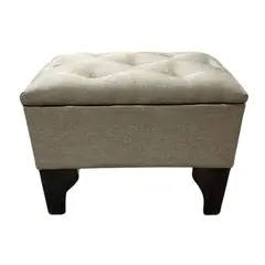 GENERICO - Banqueta Baúl Botón Beige Lino Muebles Rimar 60x40x45x20