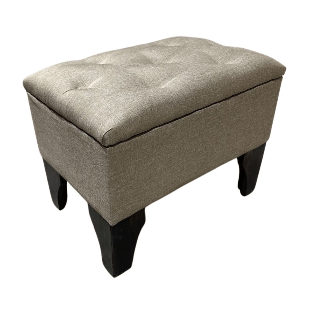 GENERICO - Banqueta Baúl Botón Beige Lino Muebles Rimar 60x40x45x20